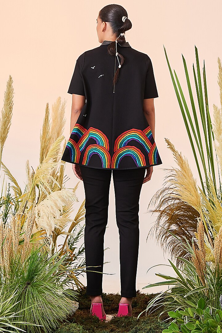 Black Denim Straight Pants Set by Shahin Mannan at Pernia's Pop Up Shop