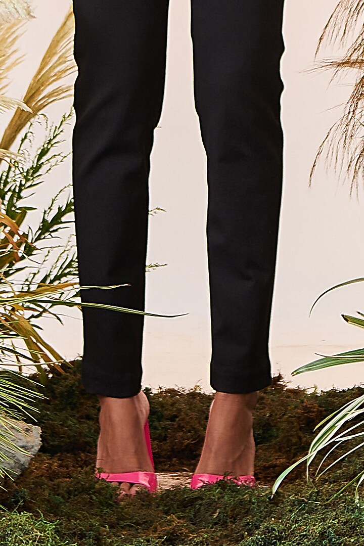 Black Denim Narrow Pants by Shahin Mannan at Pernia's Pop Up Shop