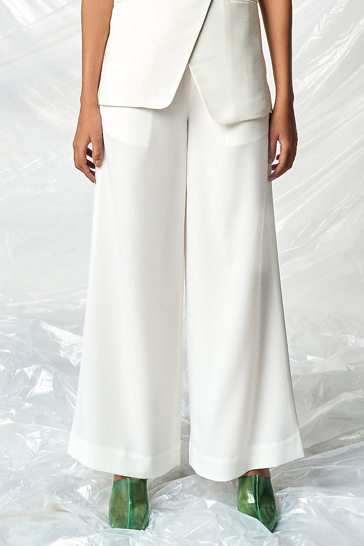 Ivory Satin Crepe Blazer Set by Shahin Mannan at Pernia's Pop Up Shop