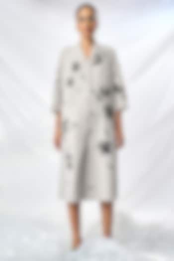 Light Grey Double Crepe Cocktail Dress by Shahin Mannan at Pernia's Pop Up Shop