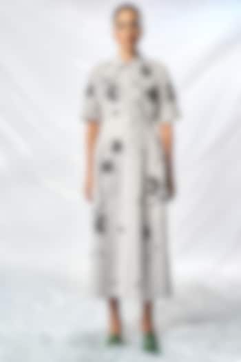 Light Grey Double Crepe Cocktail Dress by Shahin Mannan at Pernia's Pop Up Shop