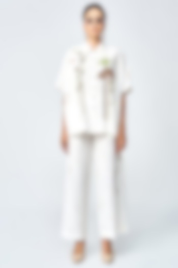 Ivory Cotton Silk Co-Ord Set by Shahin Mannan at Pernia's Pop Up Shop