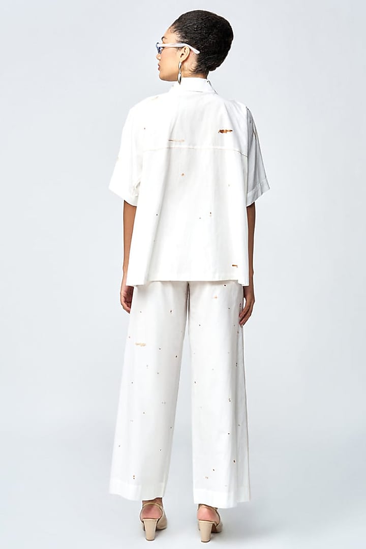 Ivory Cotton Silk Co-Ord Set by Shahin Mannan at Pernia's Pop Up Shop