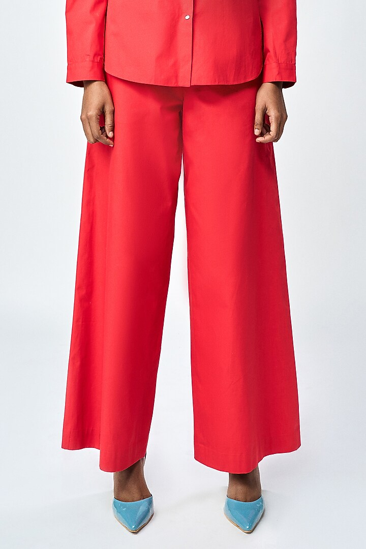 Deep Red Poplin Co-Ord Set by Shahin Mannan at Pernia's Pop Up Shop