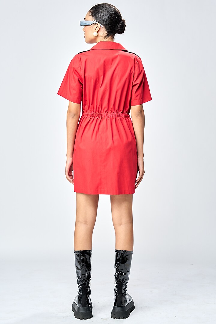 Deep Red Poplin Coat Vacation Dress by Shahin Mannan at Pernia's Pop Up Shop