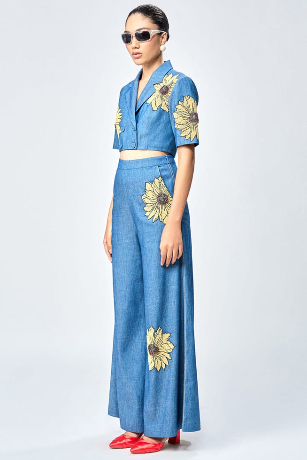 Shahin Mannan Steel Blue Denim Co-Ord Set