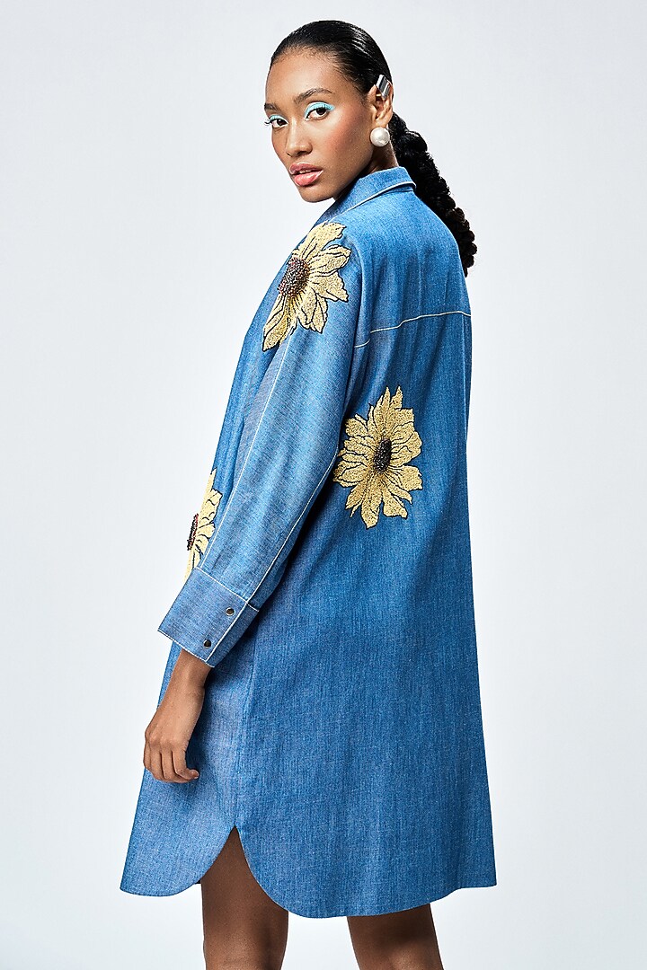 Steel Blue Denim Vacation Dress by Shahin Mannan at Pernia's Pop Up Shop