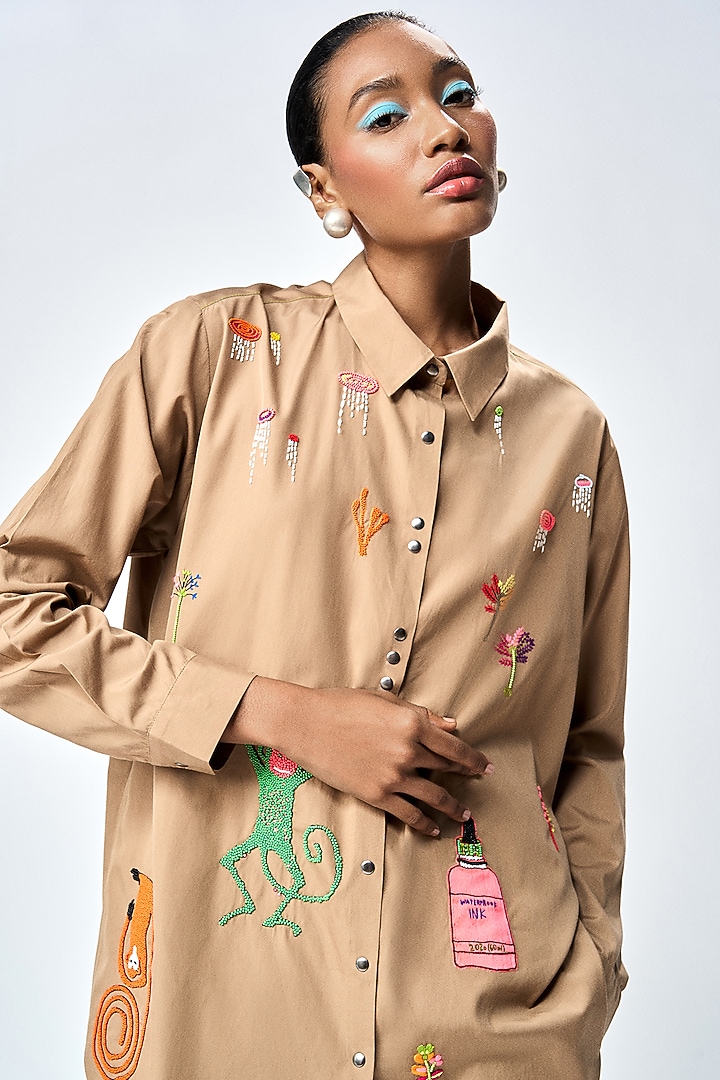 Mud-Colored Poplin Co-Ord Set by Shahin Mannan at Pernia's Pop Up Shop