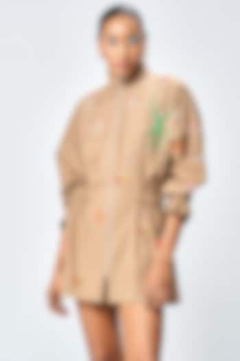 Mud-Colored Poplin Jacket Vacation Dress by Shahin Mannan at Pernia's Pop Up Shop