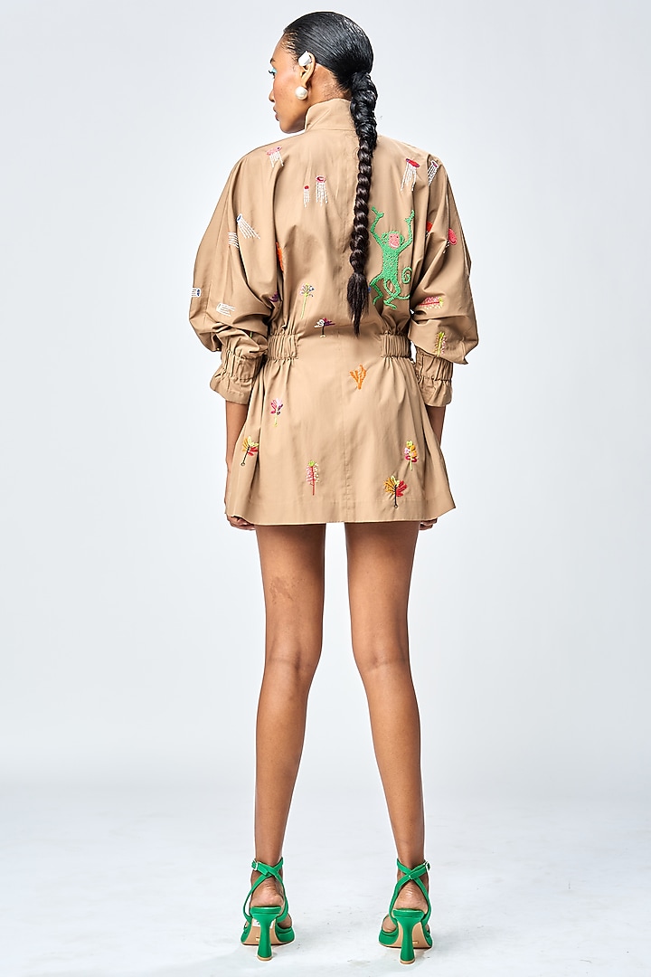Mud-Colored Poplin Jacket Vacation Dress by Shahin Mannan at Pernia's Pop Up Shop