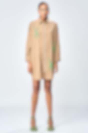 Mud-Colored Poplin Oversized Shirt by Shahin Mannan at Pernia's Pop Up Shop