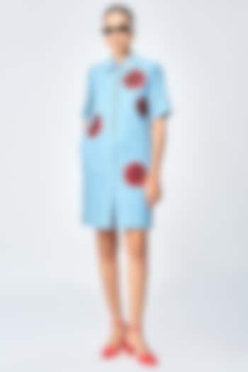 River Blue Denim Mini Shift Vacation Dress by Shahin Mannan at Pernia's Pop Up Shop