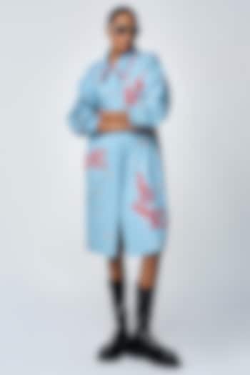 River Blue Denim Love Checkered Cocktail Dress by Shahin Mannan at Pernia's Pop Up Shop