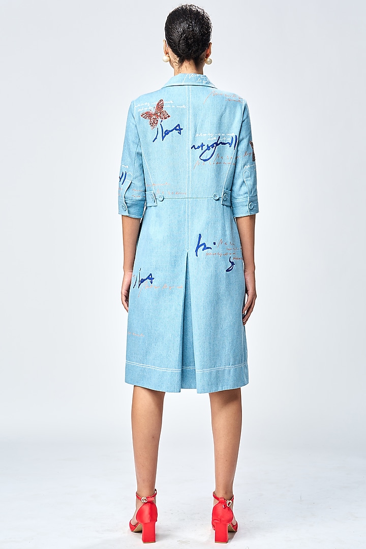 River Blue Denim Cocktail Dress by Shahin Mannan at Pernia's Pop Up Shop
