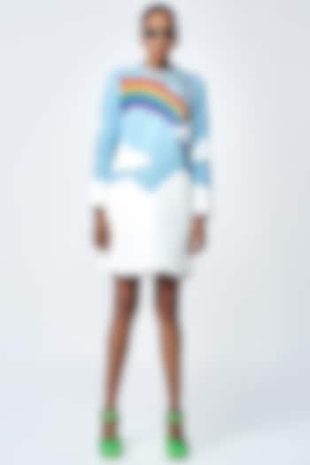 Light Blue Denim Mini Cocktail Dress by Shahin Mannan at Pernia's Pop Up Shop