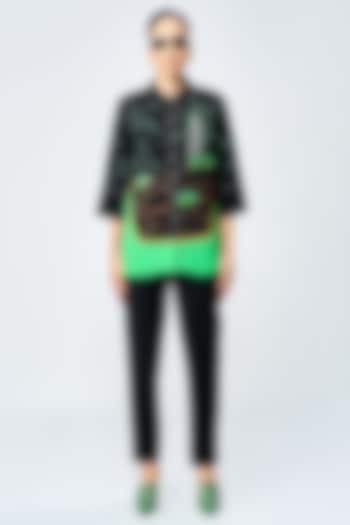 Black & Green Scuba Crepe Co-Ord Set by Shahin Mannan at Pernia's Pop Up Shop