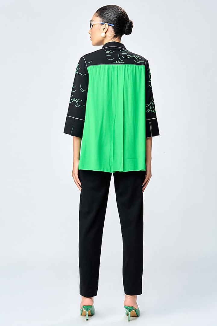 Black & Green Scuba Crepe Co-Ord Set by Shahin Mannan at Pernia's Pop Up Shop