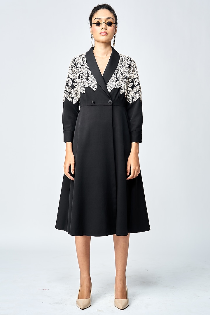 Black Double Crepe Cocktail Dress by Shahin Mannan at Pernia's Pop Up Shop