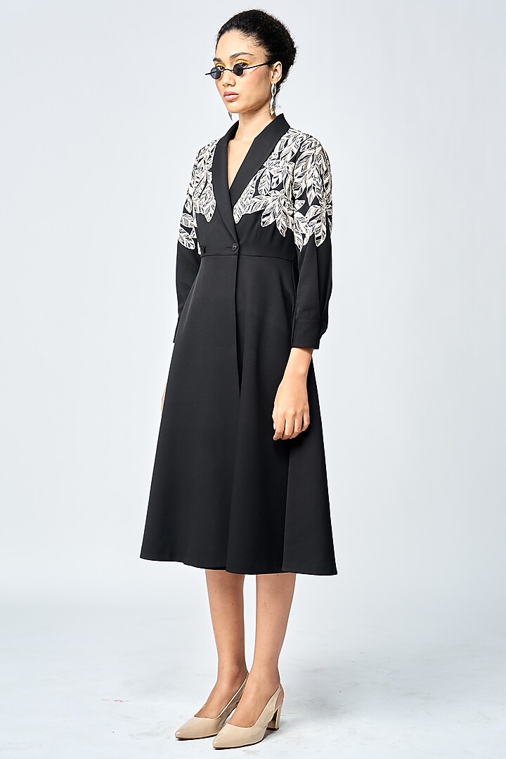 Black Double Crepe Cocktail Dress by Shahin Mannan at Pernia's Pop Up Shop