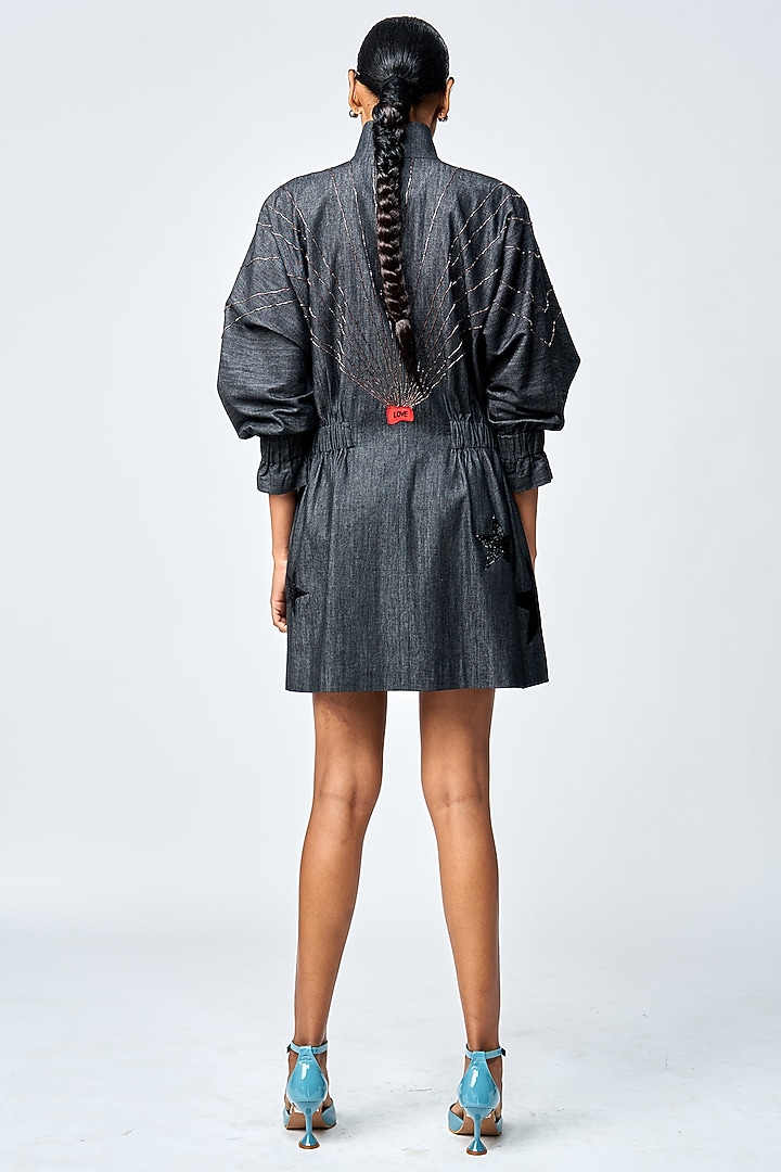 Black Denim Jacket Vacation Dress by Shahin Mannan at Pernia's Pop Up Shop