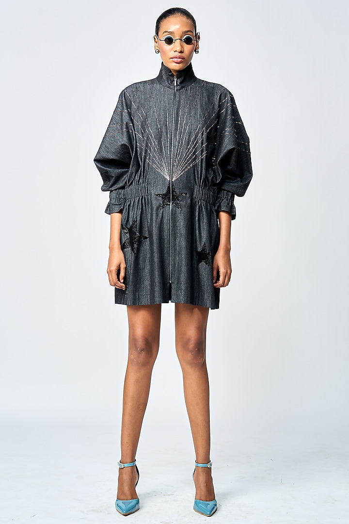 Black Denim Jacket Vacation Dress by Shahin Mannan at Pernia's Pop Up Shop