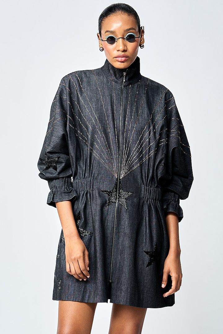 Black Denim Jacket Vacation Dress by Shahin Mannan at Pernia's Pop Up Shop