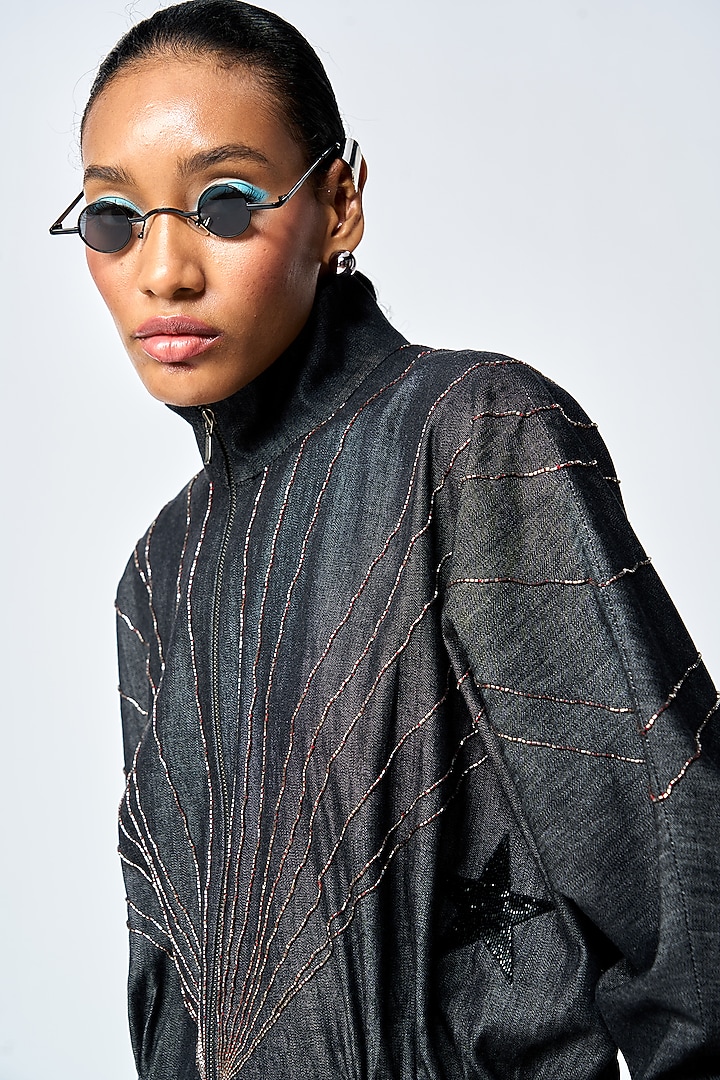Black Denim Jacket Vacation Dress by Shahin Mannan at Pernia's Pop Up Shop