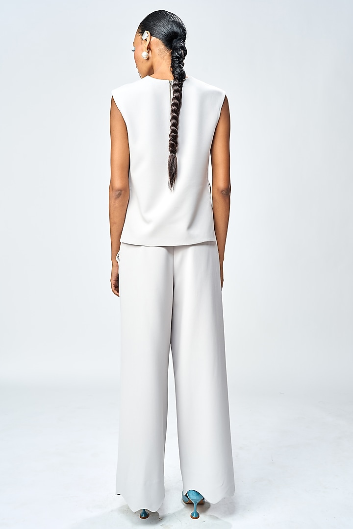 Light Grey Double Crepe Co-Ord Set by Shahin Mannan at Pernia's Pop Up Shop