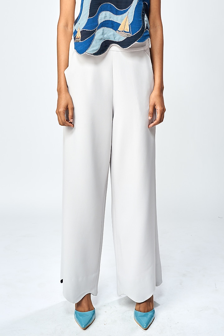 Light Grey Double Crepe Co-Ord Set by Shahin Mannan at Pernia's Pop Up Shop