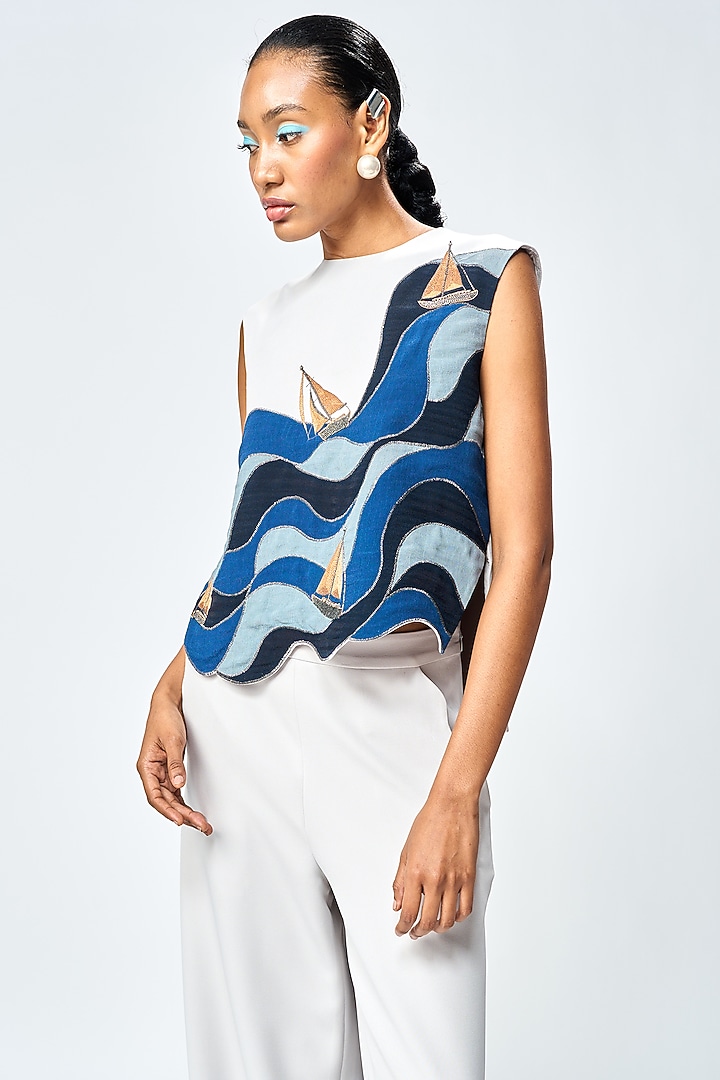 Light Grey Double Crepe Co-Ord Set by Shahin Mannan at Pernia's Pop Up Shop