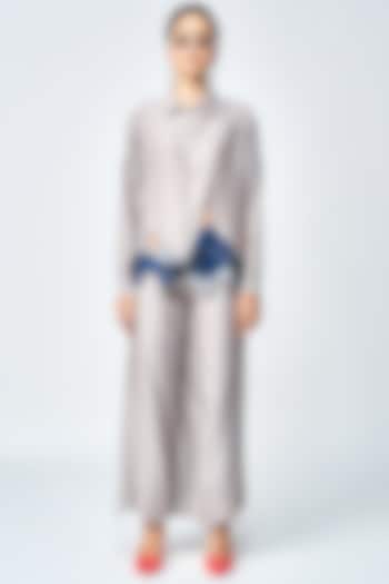 Grey Silk Chanderi Co-Ord Set by Shahin Mannan at Pernia's Pop Up Shop
