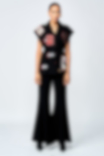 Black Japanese Crepe Co-Ord Set by Shahin Mannan at Pernia's Pop Up Shop