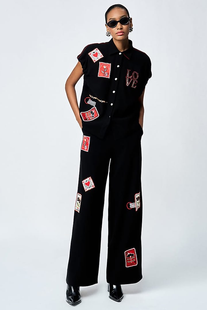 Black Japanese Crepe Co-Ord Set by Shahin Mannan at Pernia's Pop Up Shop