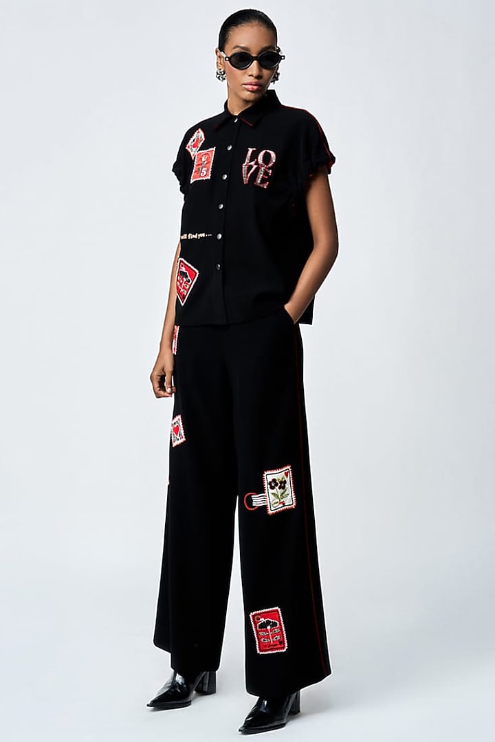 Black Japanese Crepe Co-Ord Set by Shahin Mannan at Pernia's Pop Up Shop