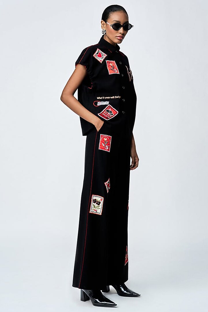Black Japanese Crepe Co-Ord Set by Shahin Mannan at Pernia's Pop Up Shop