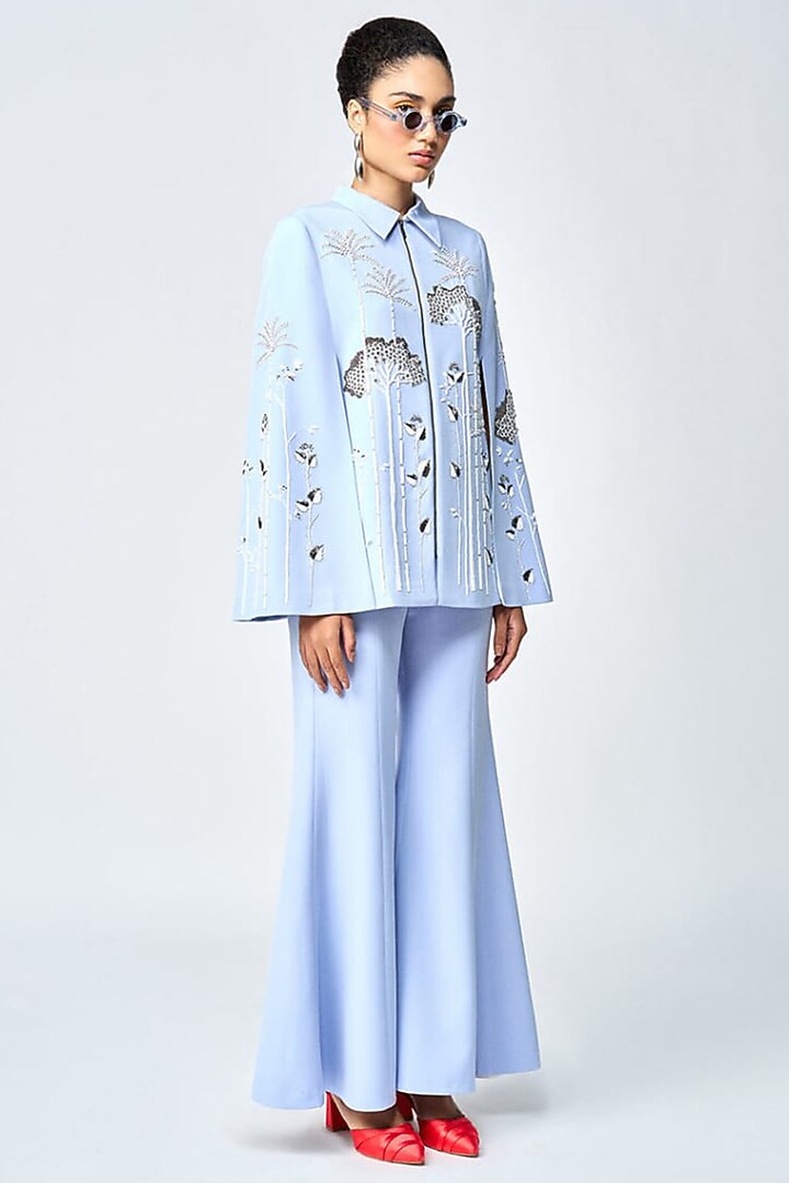 Wispy Blue Double Crepe Co-Ord Set by Shahin Mannan at Pernia's Pop Up Shop