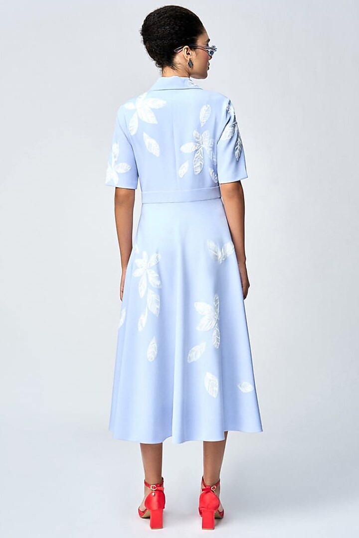 Wispy Blue Double Crepe Circular Cocktail Dress by Shahin Mannan at Pernia's Pop Up Shop