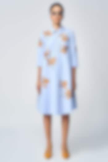 Wispy Blue Double Crepe Cocktail Dress by Shahin Mannan at Pernia's Pop Up Shop