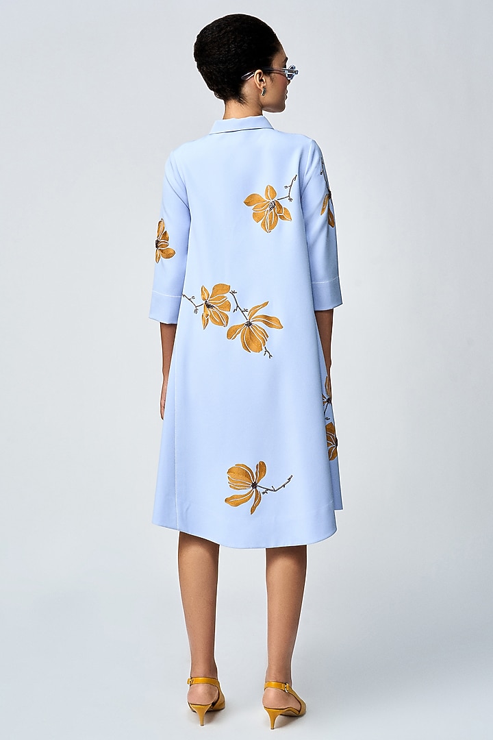 Wispy Blue Double Crepe Cocktail Dress by Shahin Mannan at Pernia's Pop Up Shop