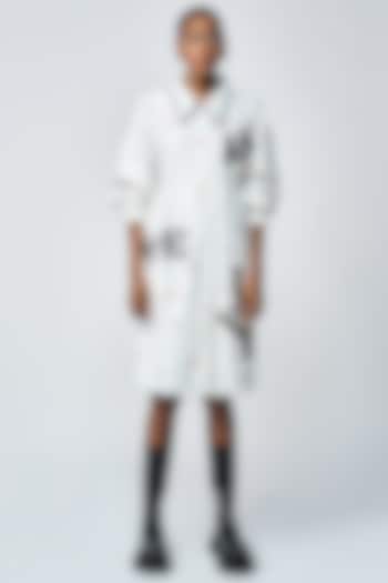 White Gabardine Checkered Cocktail Dress by Shahin Mannan at Pernia's Pop Up Shop