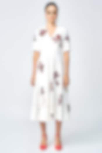 Ivory Double Crepe Circular Cocktail Dress by Shahin Mannan at Pernia's Pop Up Shop
