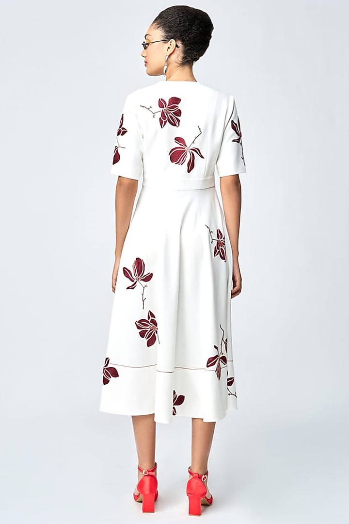 Ivory Double Crepe Circular Cocktail Dress by Shahin Mannan at Pernia's Pop Up Shop