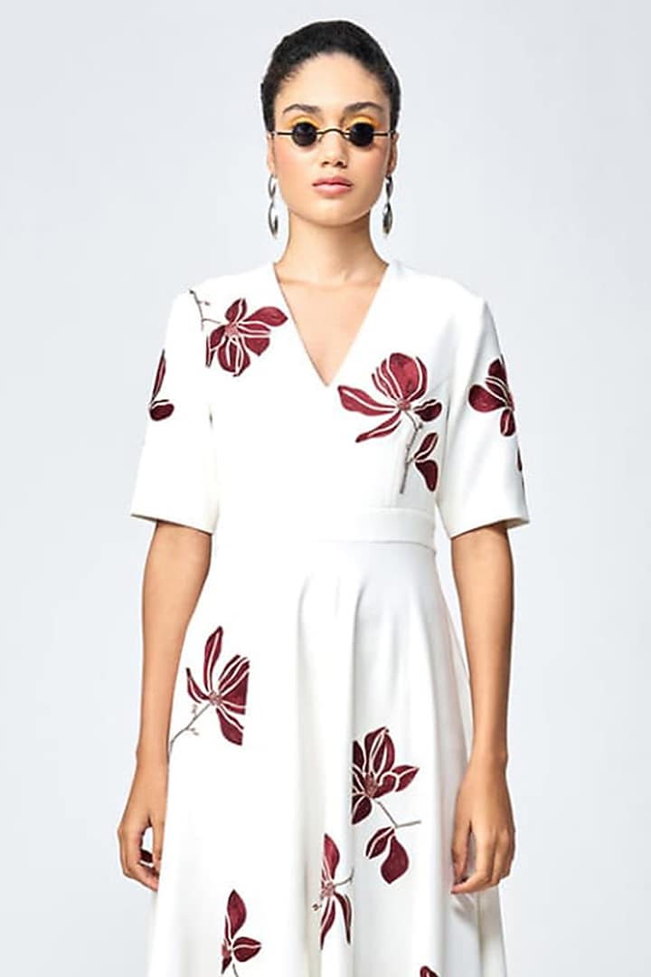 Ivory Double Crepe Circular Cocktail Dress by Shahin Mannan at Pernia's Pop Up Shop
