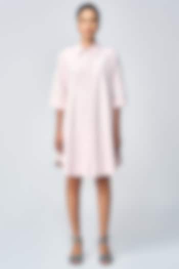 Peach Double Crepe Embellished  A-Line Shirt Cocktail Dress by Shahin Mannan at Pernia's Pop Up Shop