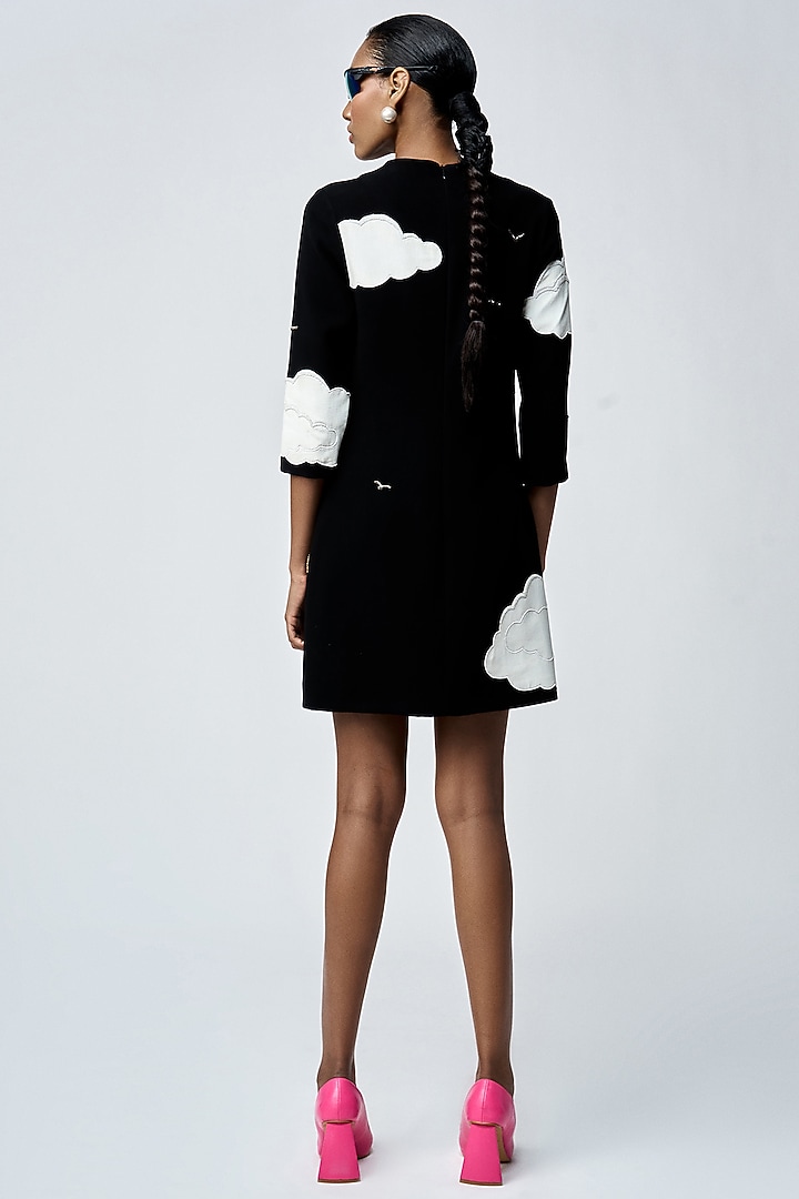 Black Japanese Crepe Mini Cocktail Dress by Shahin Mannan at Pernia's Pop Up Shop