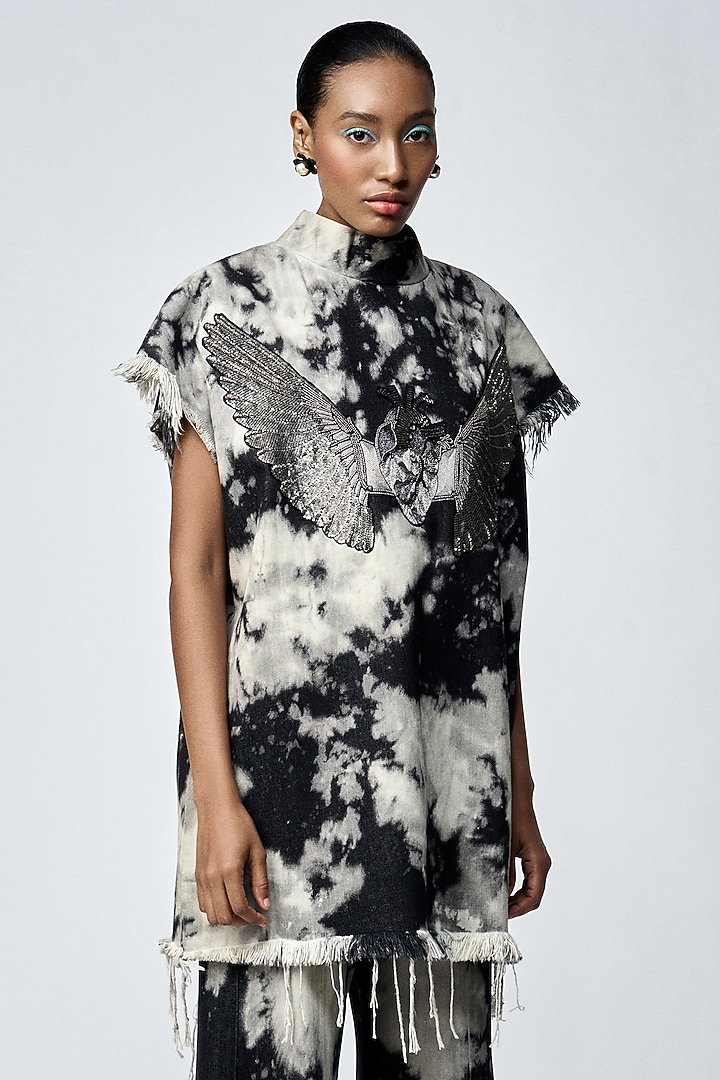 Grey Cloud Wash Thick Denim Co-Ord Set by Shahin Mannan at Pernia's Pop Up Shop