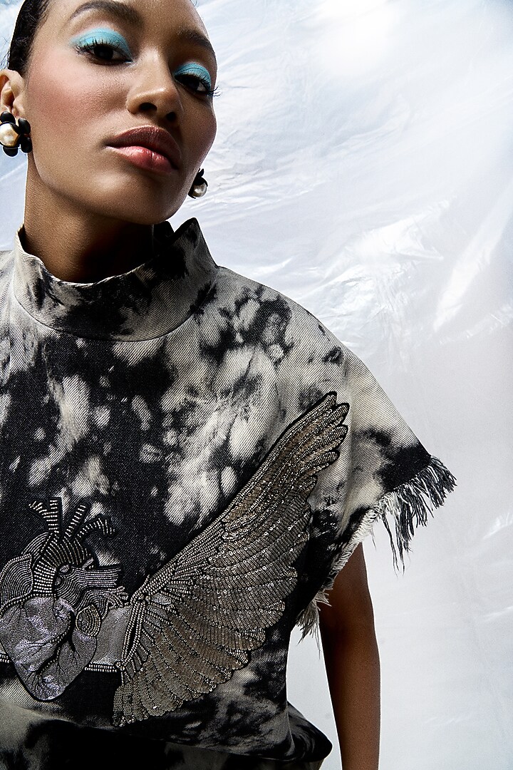 Grey Cloud Wash Thick Denim Co-Ord Set by Shahin Mannan at Pernia's Pop Up Shop