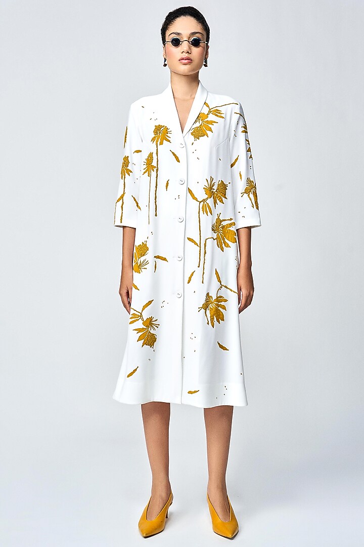 Ivory Japanese Crepe Cocktail Dress by Shahin Mannan at Pernia's Pop Up Shop