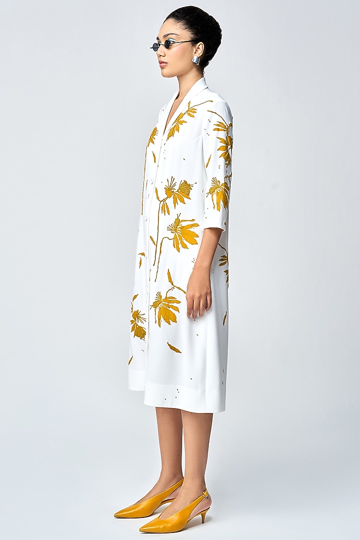 Ivory Japanese Crepe Cocktail Dress by Shahin Mannan at Pernia's Pop Up Shop