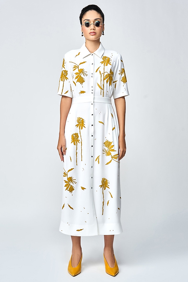 Ivory Japanese Crepe Cocktail Dress by Shahin Mannan at Pernia's Pop Up Shop